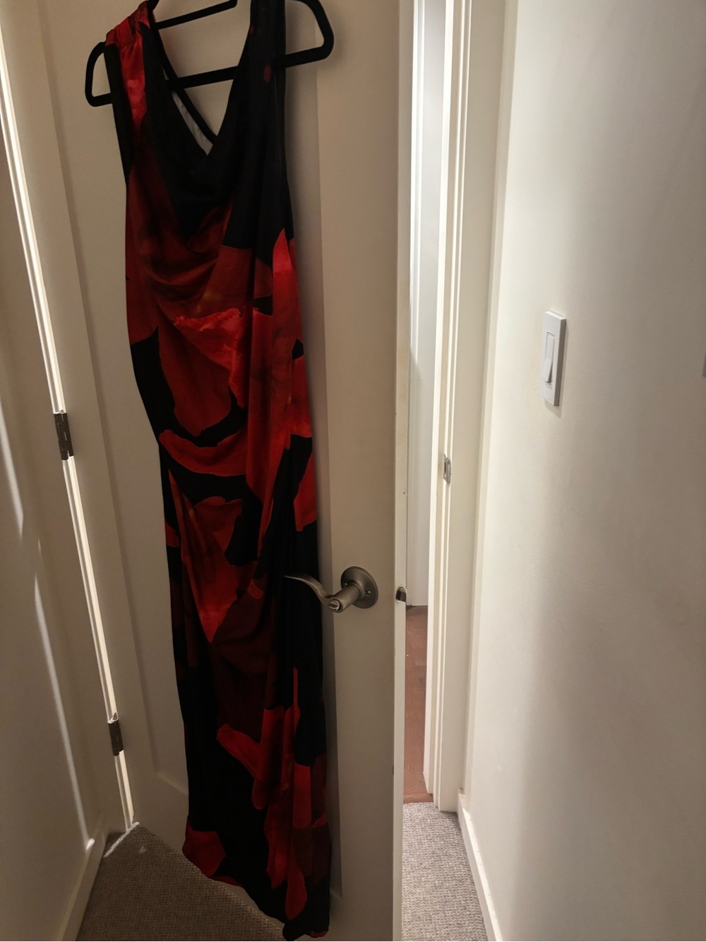 SHEIN Black and Red Sleeveless Draped Maxi Dress